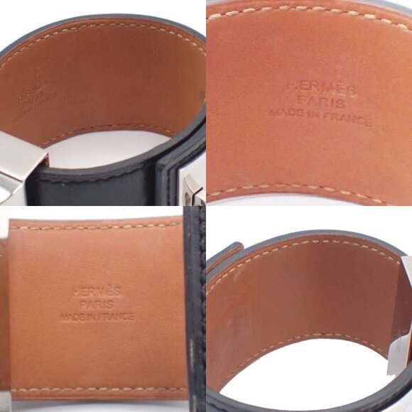 HERMES Collier de Chien Bracelet Bangle Leather Black Size S France 76RL692 - Picture 14 of 14